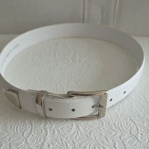White 32" Leather Belt